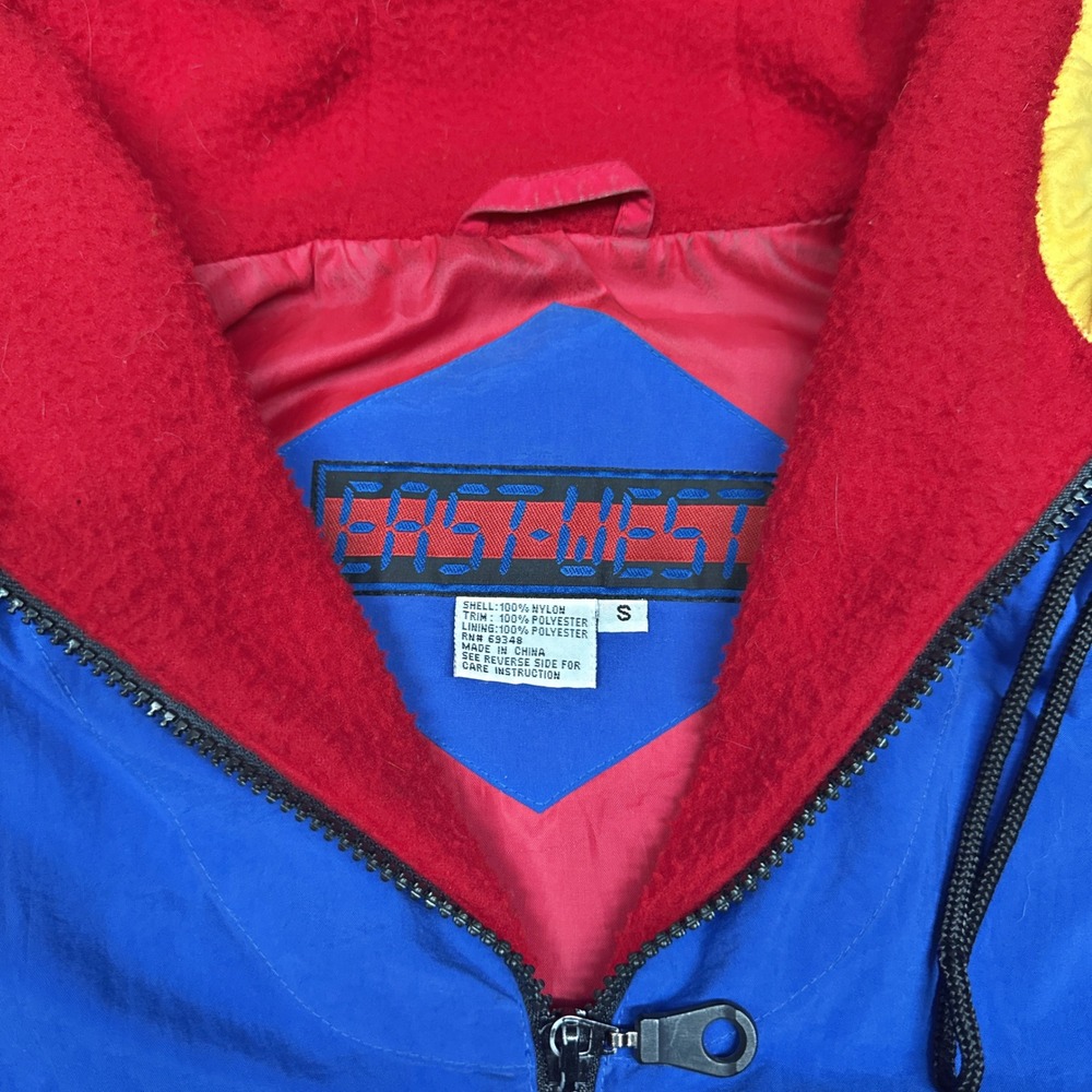Vintage 90s East West Mens Small Sport Nylon Color Block Zip Jacket Retro Street - Picture 2 of 4